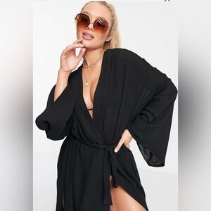 Black kimono robe